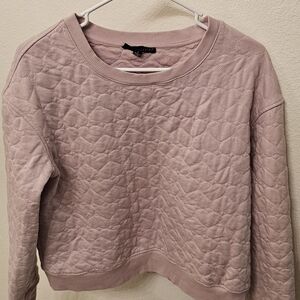 Off-the-Shoulder Quilted Pink Sweater